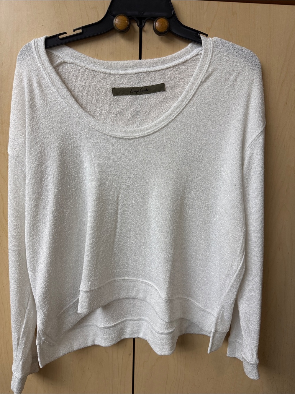 Enza Costa Ivory Lightweight Crewneck Sweatshirt